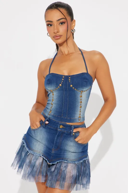 Desperado Denim Skirt Set - Medium Wash sold by Fashion Nova