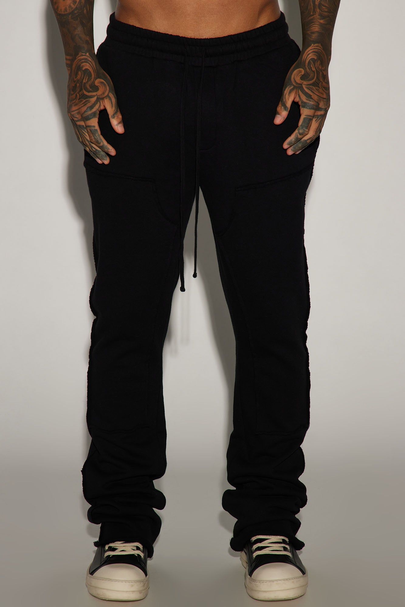 Tyson Frayed Carpenter Flared Sweatpant - Black sold by Fashion Nova product image thumbnail 5