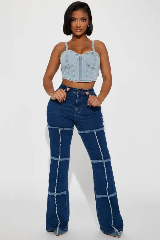 Shades Of Blue Stretch Flare Jeans - Dark Wash sold by Fashion Nova