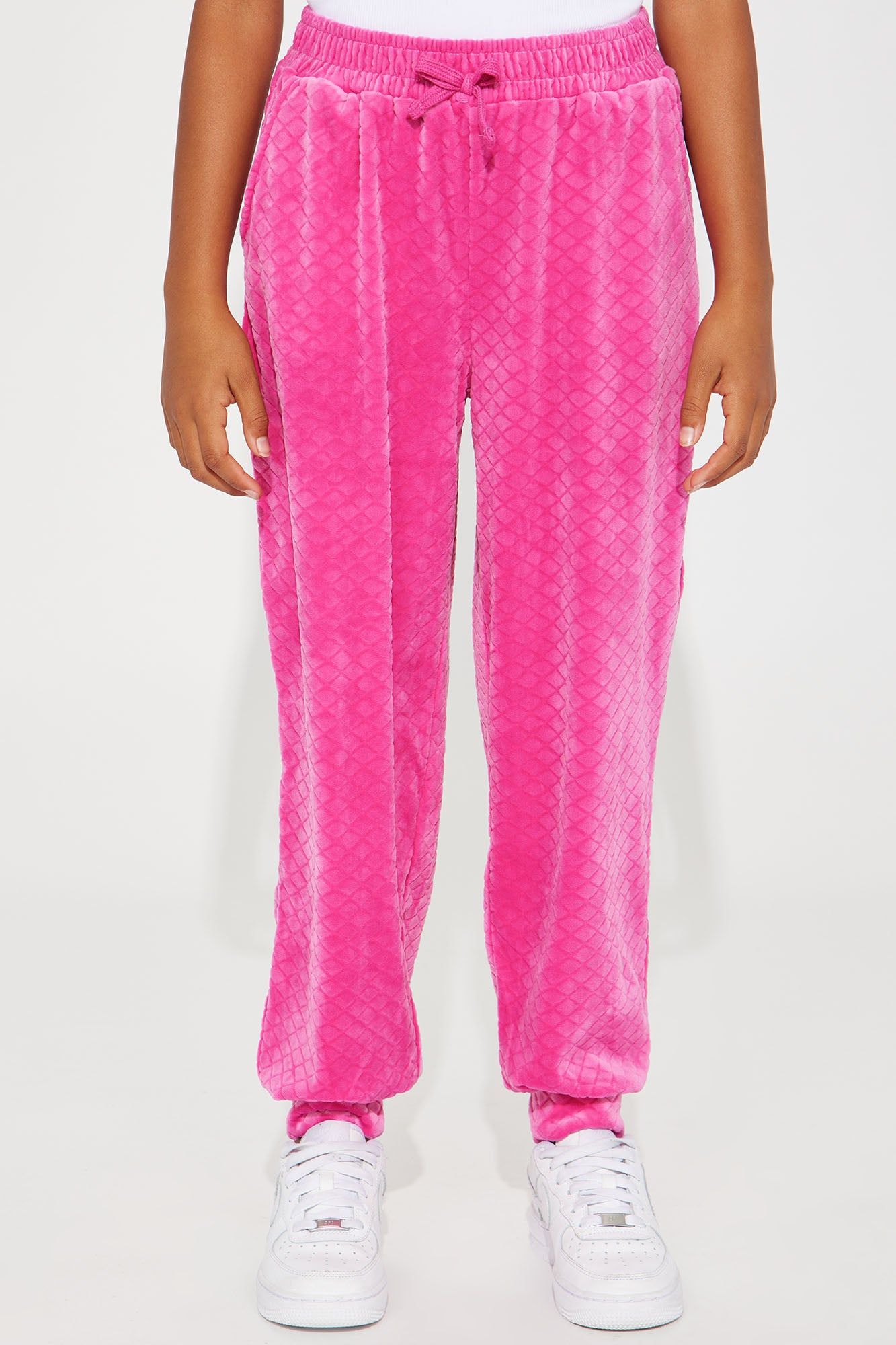 Mini Embossed Velour Joggers - Fuchsia sold by Fashion Nova product image thumbnail 2