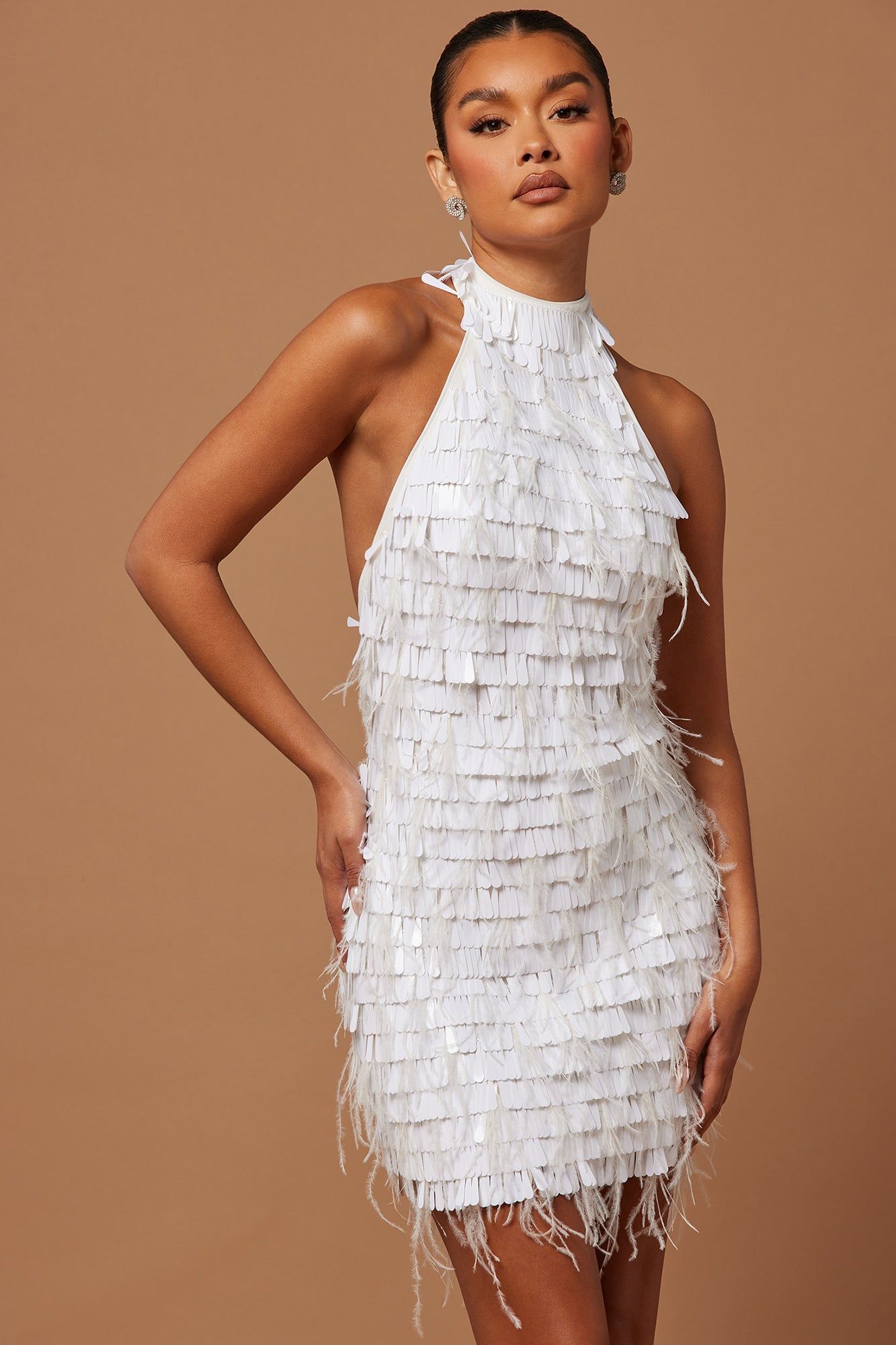 Nadia Feather Sequin Dress - White sold by Fashion Nova product image thumbnail 2