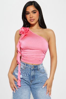 Dazzling Dahlia  Shoulder Top - Pink sold by Fashion Nova