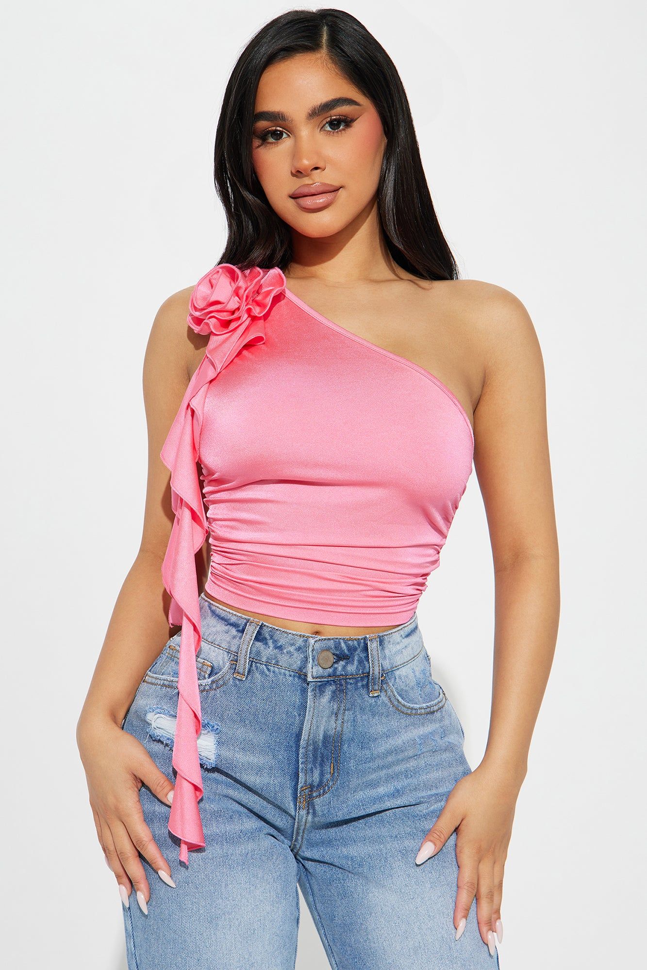 Dazzling Dahlia Shoulder Top - Pink sold by Fashion Nova