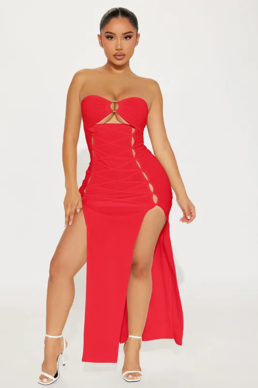 Alli Mesh Maxi Dress - Red sold by Fashion Nova