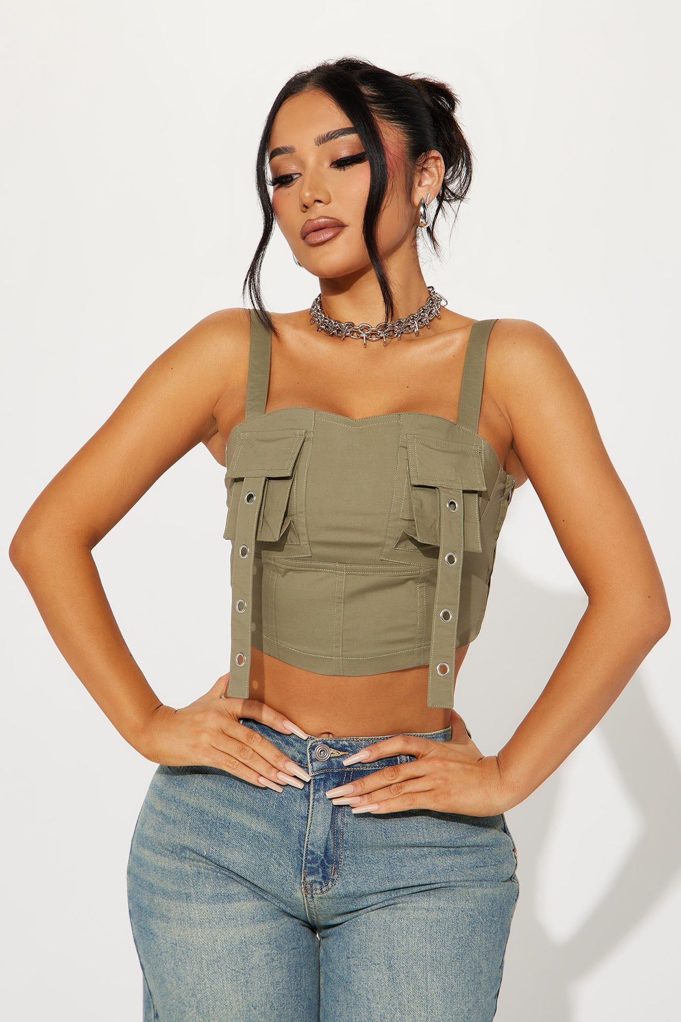 Around Town Top - Olive sold by Fashion Nova