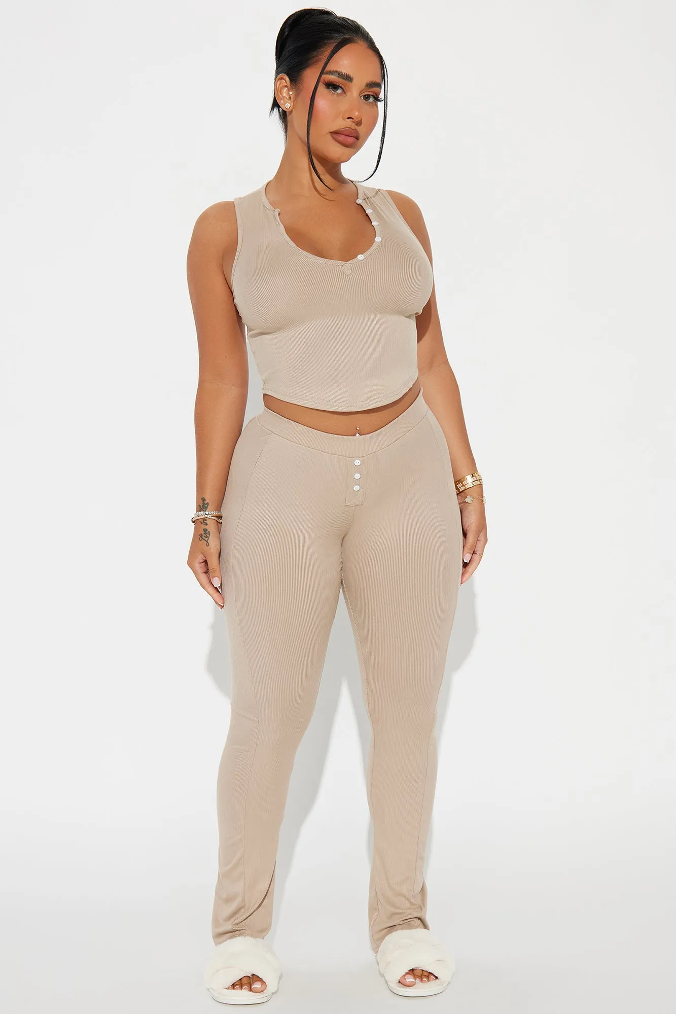 Cute And Comfy PJ Pant Set - Mocha sold by Fashion Nova