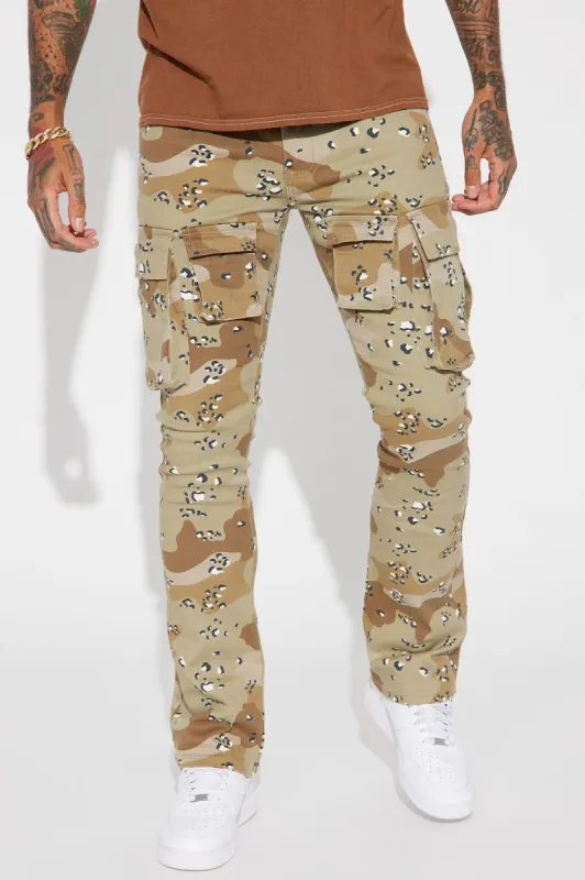 Trapper Cargo Stacked Slim Flared Pants - Brown/combo sold by Fashion Nova