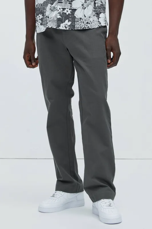 Berry Herringbone Straight Pants - Charcoal sold by Fashion Nova