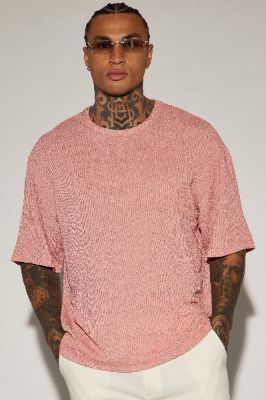 Randalls Plisse Boxy Short Sleeve Tee - Mauve made by Fashion Nova