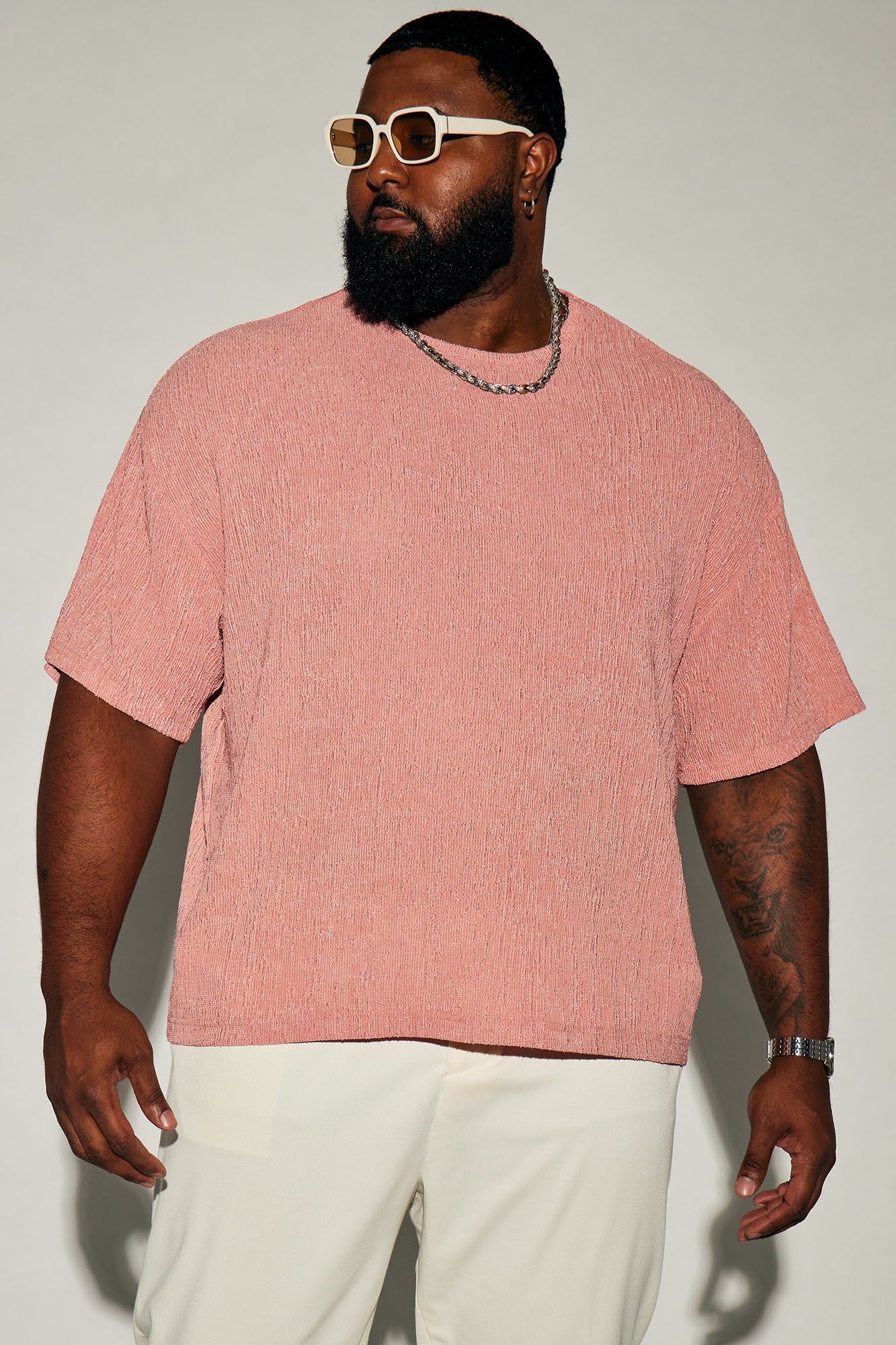 Randalls Plisse Boxy Short Sleeve Tee - Mauve sold by Fashion Nova product image thumbnail 5