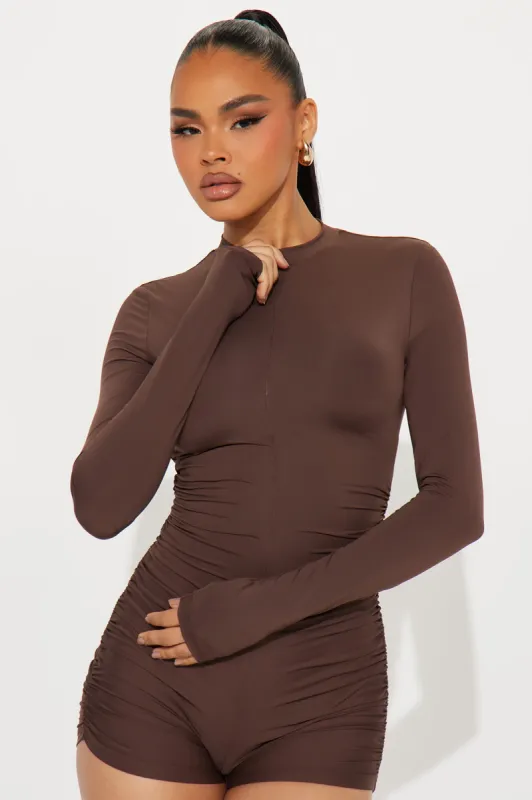 See You Tomorrow Romper - Chocolate sold by Fashion Nova