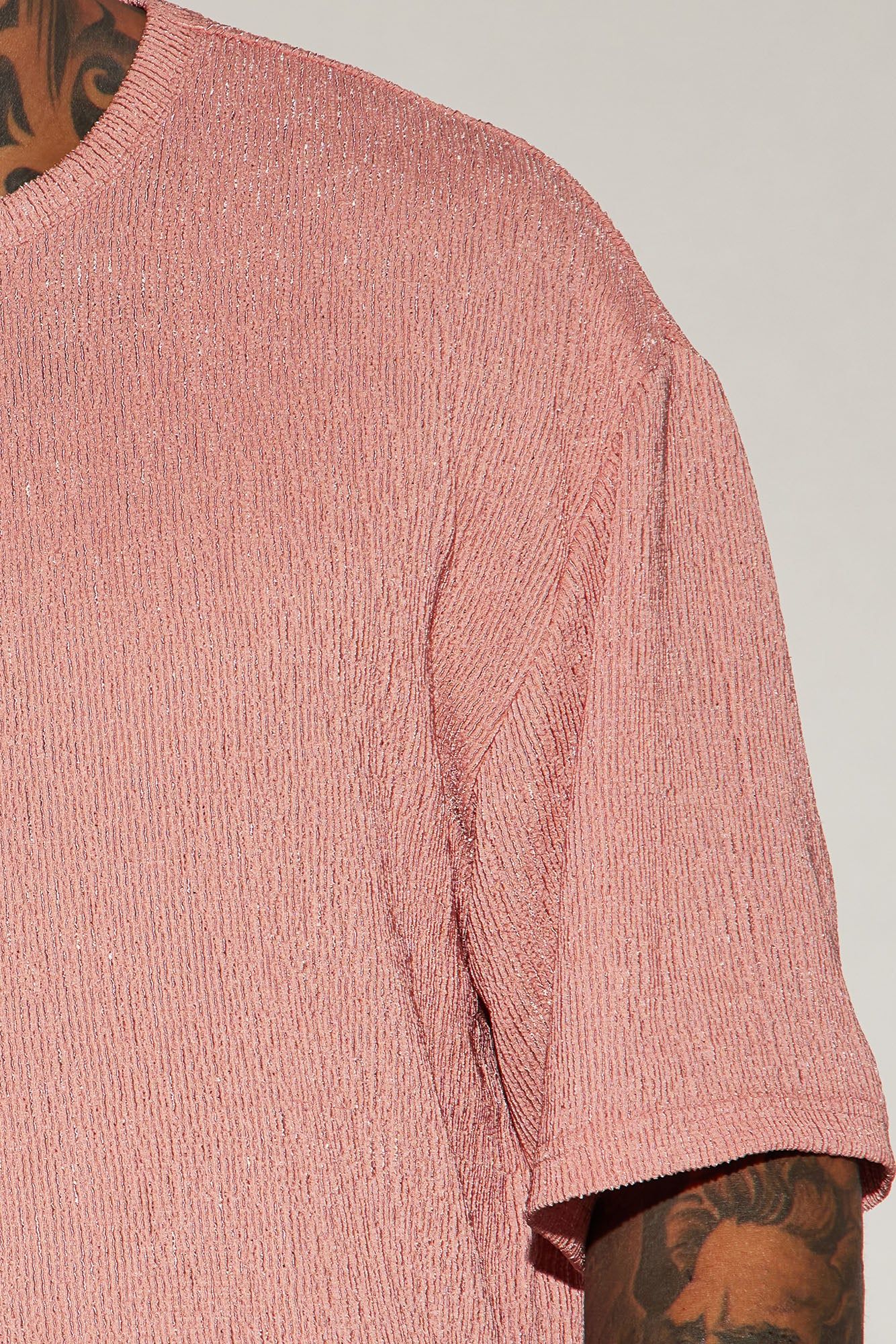 Randalls Plisse Boxy Short Sleeve Tee - Mauve sold by Fashion Nova product image thumbnail 3