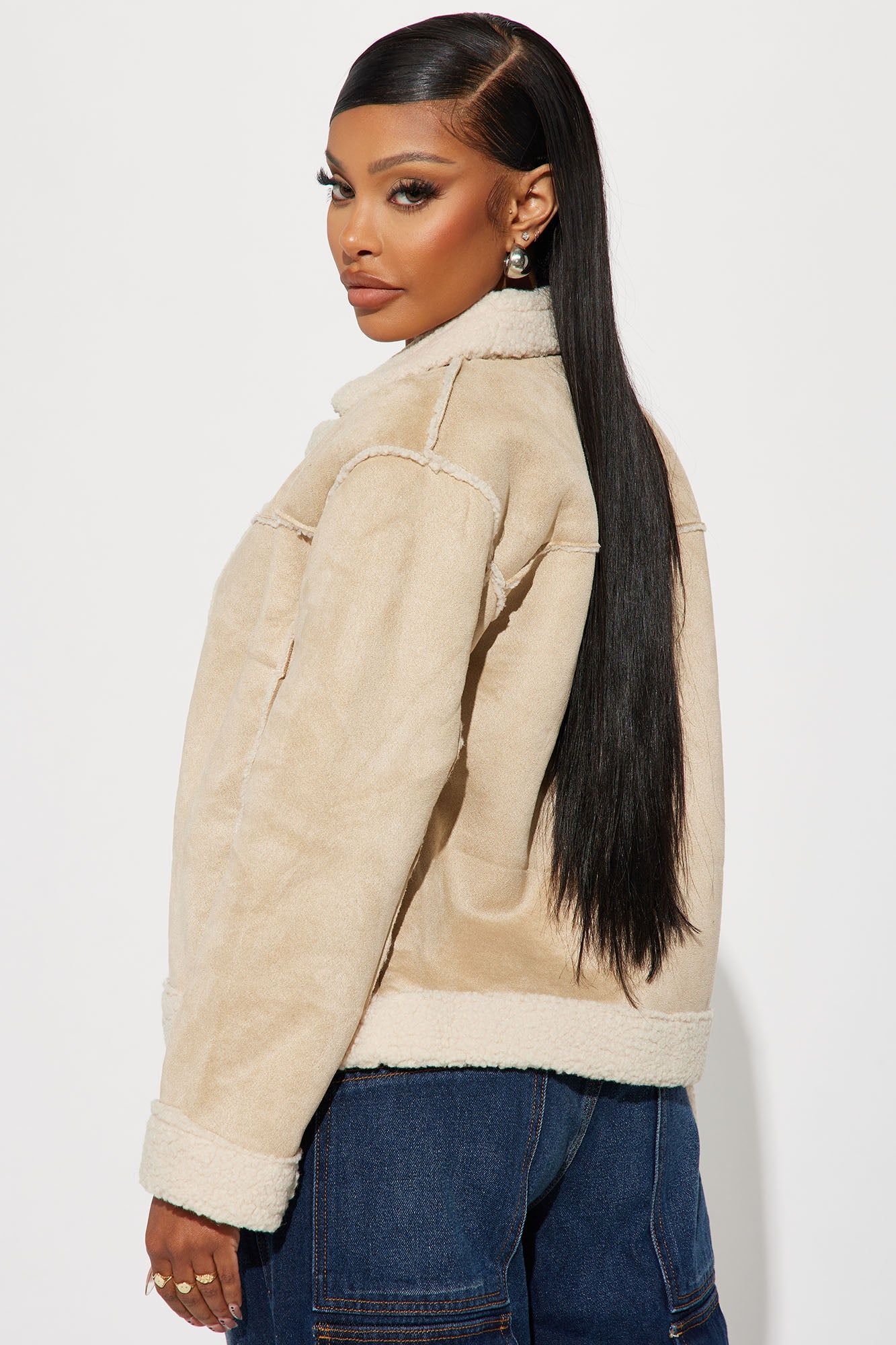 Camp Grounds Sherpa Coat - Cream sold by Fashion Nova product image thumbnail 3