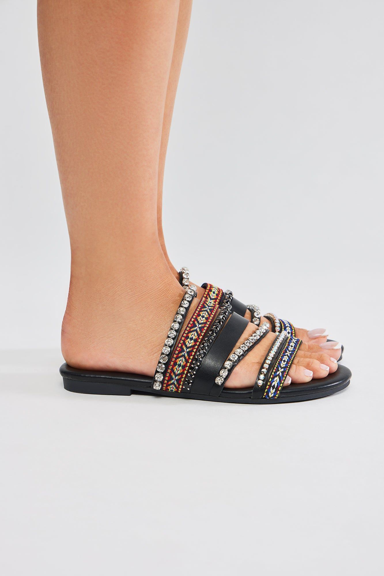 Manifesting Needs Flat Sandals - Black sold by Fashion Nova