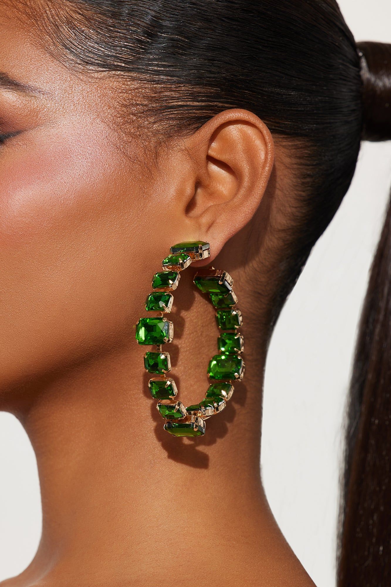 Gather Around Rhinestone Earrings - Green sold by Fashion Nova
