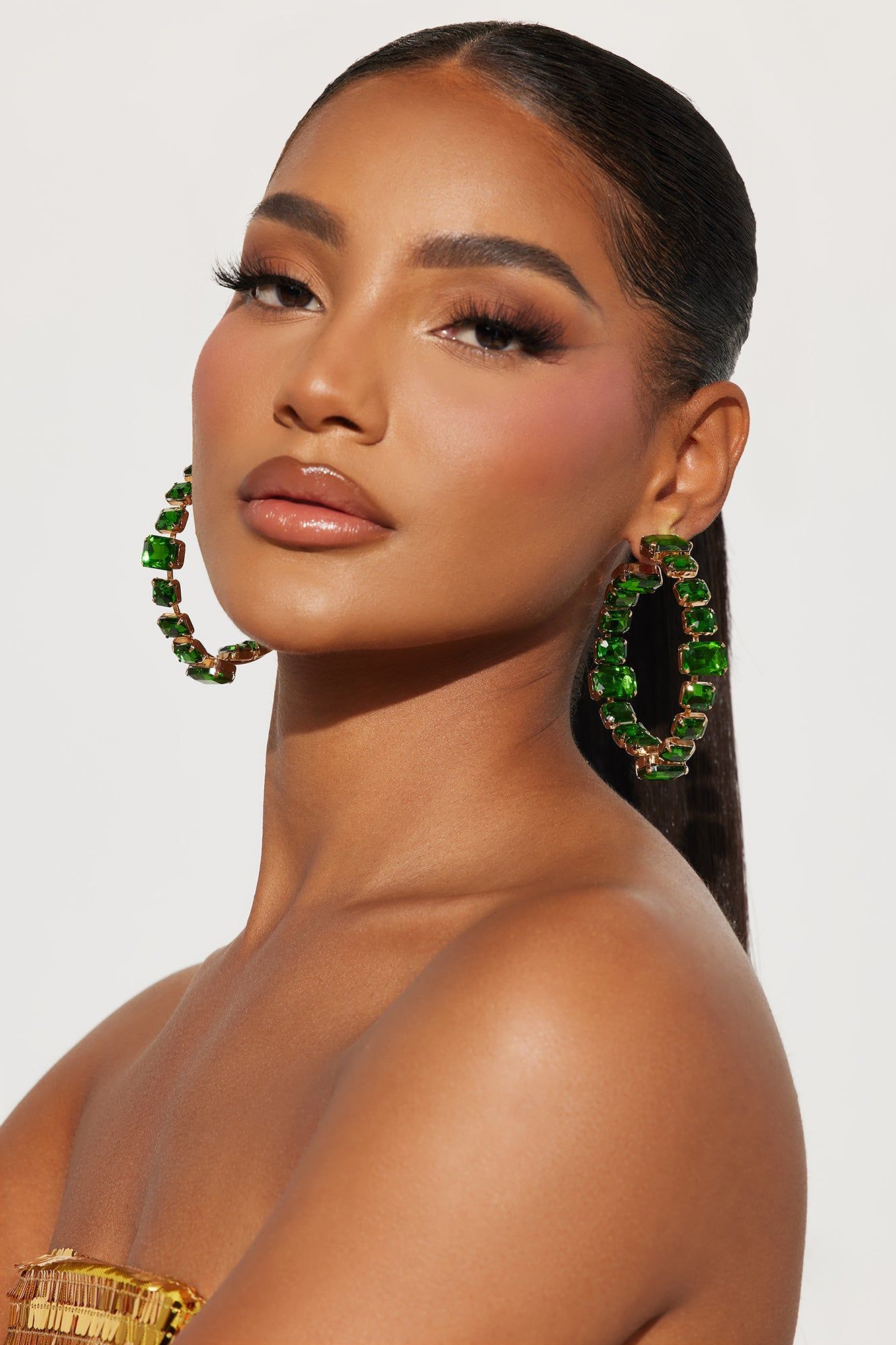 Gather Around Rhinestone Earrings - Green sold by Fashion Nova product image thumbnail 2
