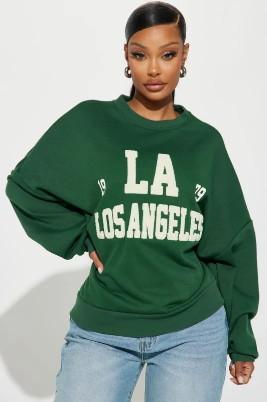 Los Angeles Chenille Patch Sweatshirt - Green sold by Fashion Nova