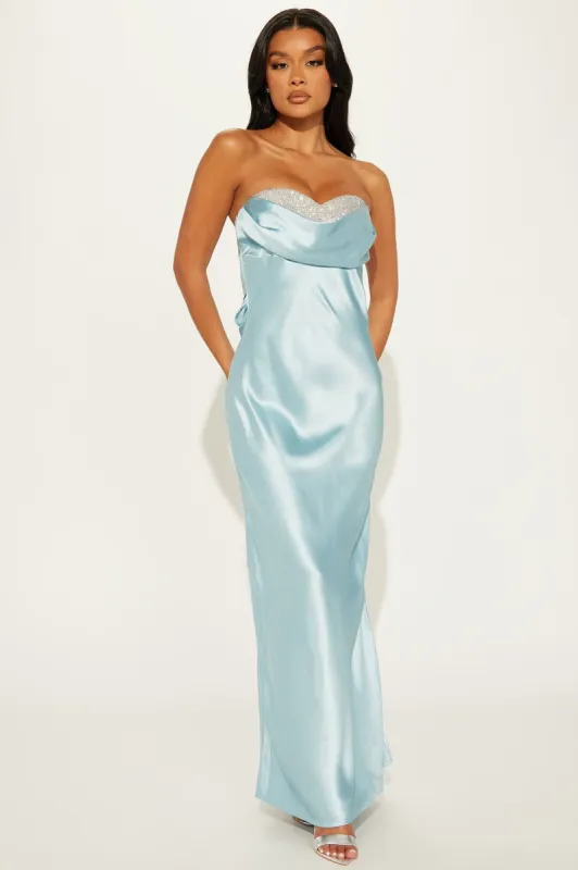 Ava Satin Gown - Blue sold by Fashion Nova