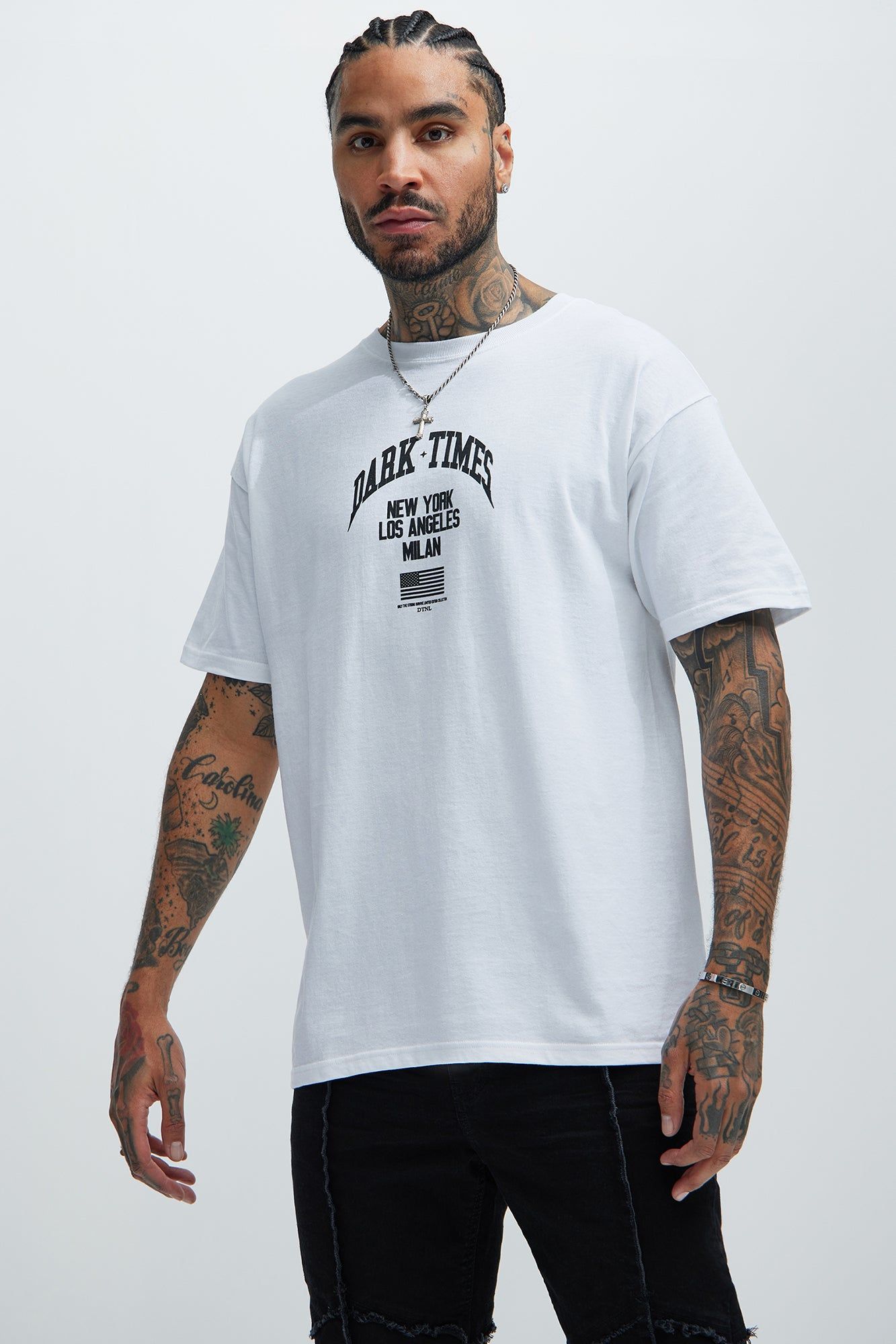 Dark Times Big City Short Sleeve Tee - White sold by Fashion Nova