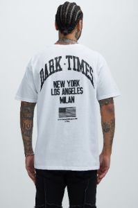 Dark Times Big City Short Sleeve Tee - White sold by Fashion Nova