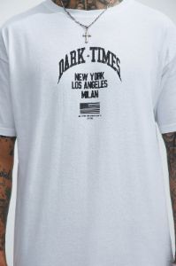 Dark Times Big City Short Sleeve Tee - White sold by Fashion Nova