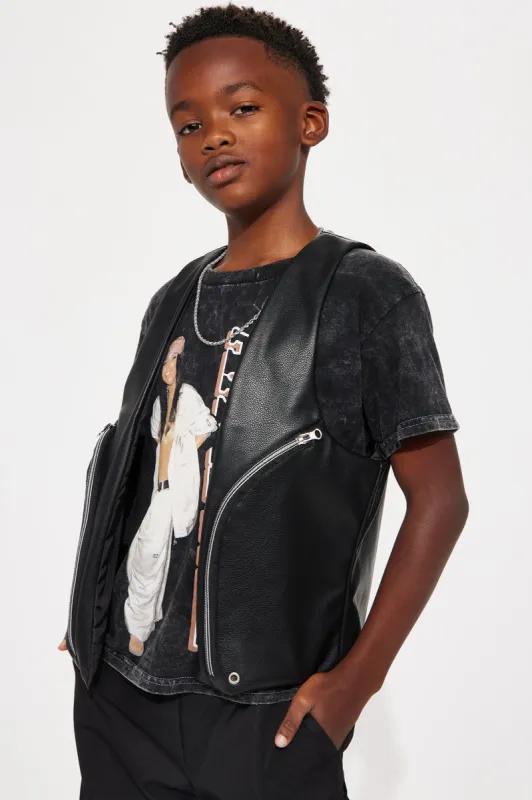 Mini Unstoppable Faux Leather Vest - Black sold by Fashion Nova