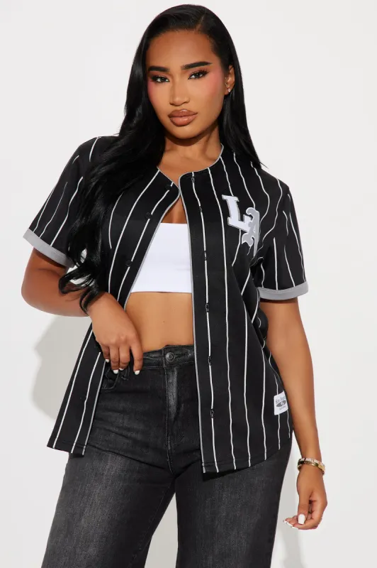 Los Angeles Love Jersey Top - Black/White sold by Fashion Nova