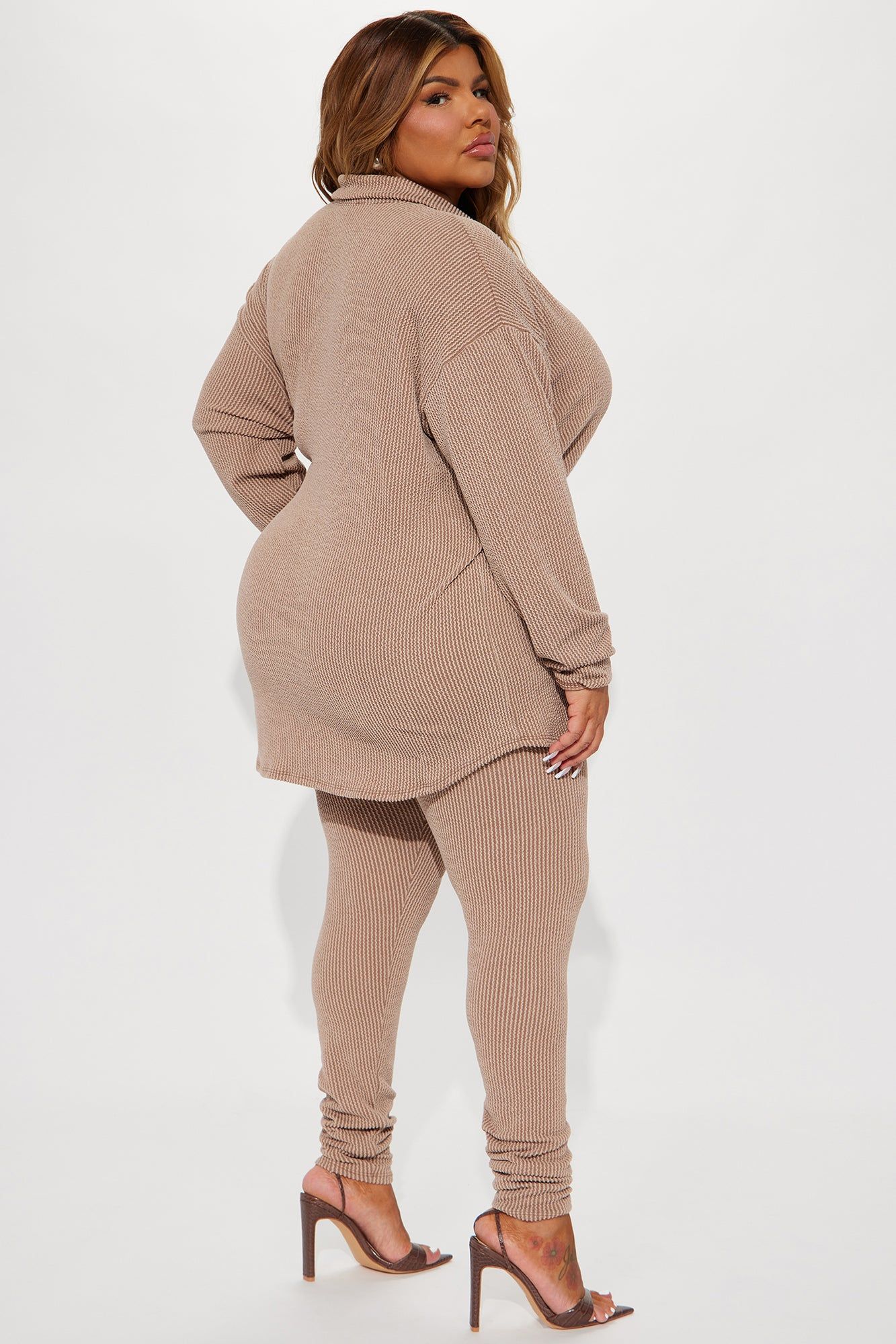 Maddie Ribbed Legging Set - Taupe sold by Fashion Nova product image thumbnail 6