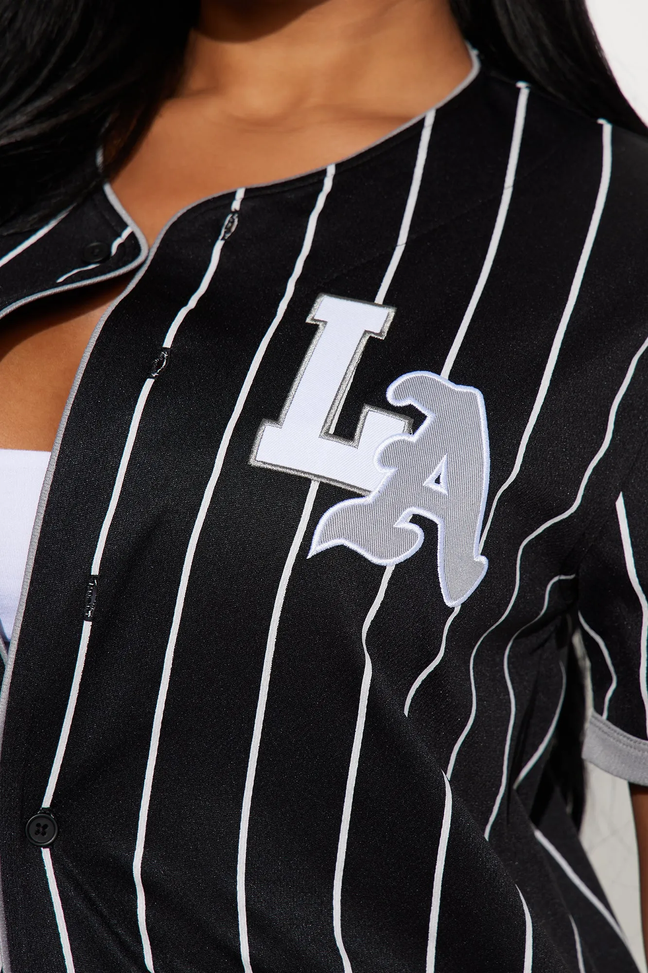 Los Angeles Love Jersey Top - Black/White sold by Fashion Nova product image thumbnail 3