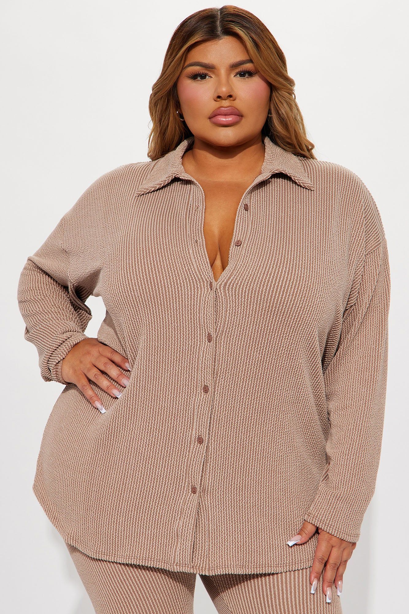 Maddie Ribbed Legging Set - Taupe sold by Fashion Nova product image thumbnail 5