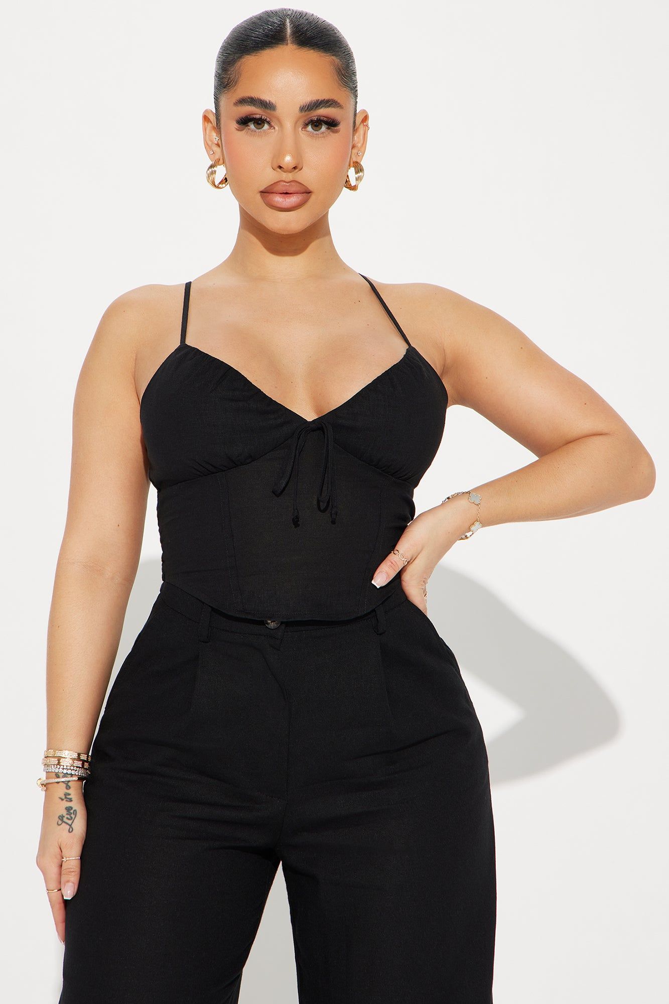My Way Linen Top - Black sold by Fashion Nova