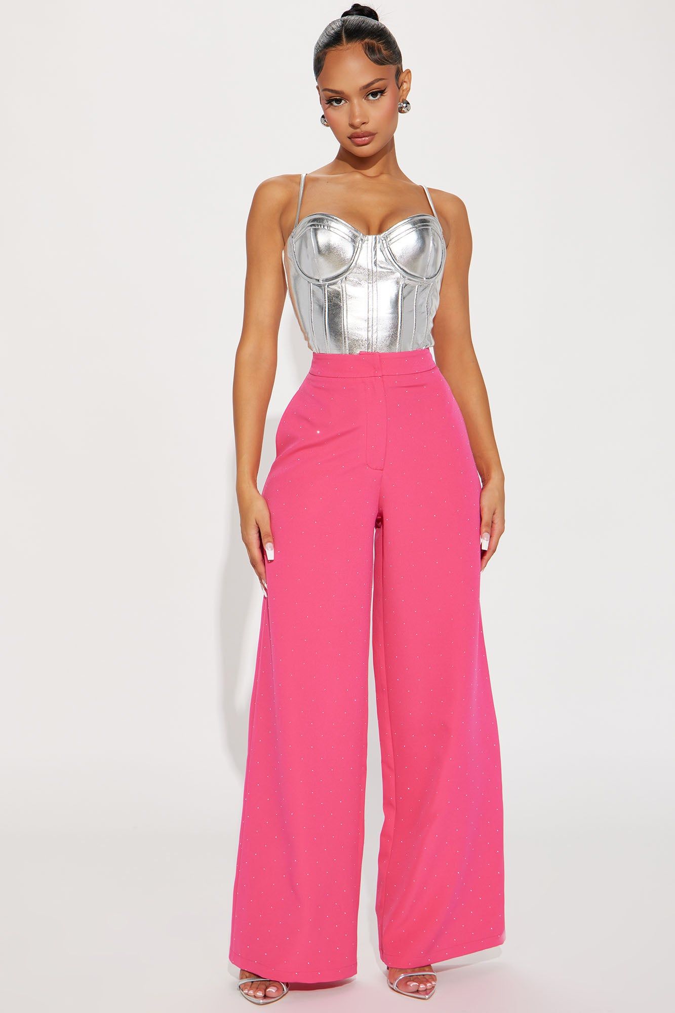 Give You Love Rhinestone Trouser - Fuchsia sold by Fashion Nova