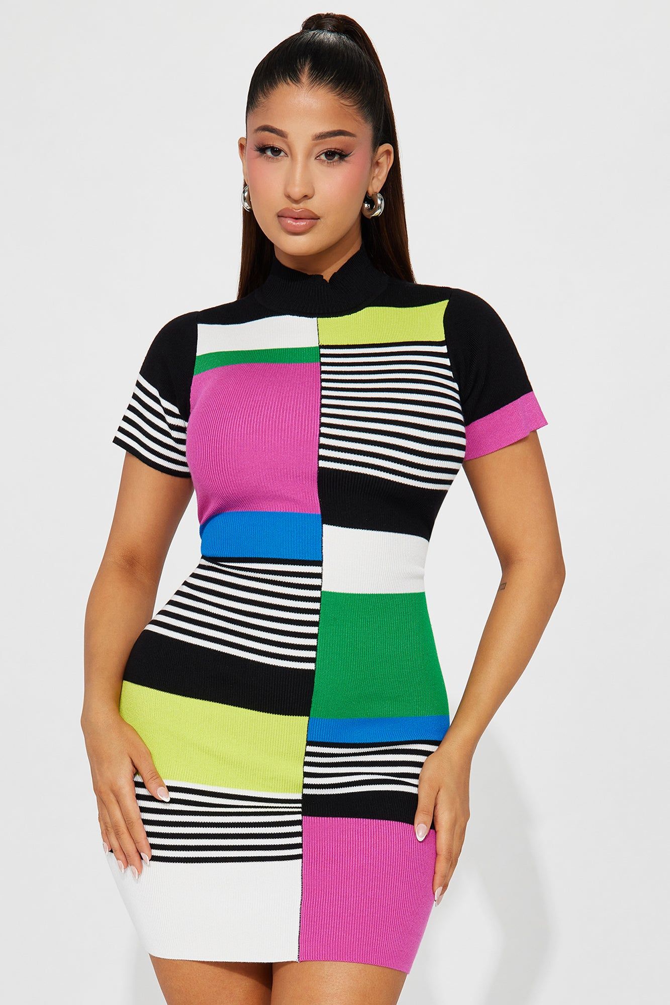 Margo Colorblock Mini Dress - Black/combo sold by Fashion Nova product image thumbnail 2