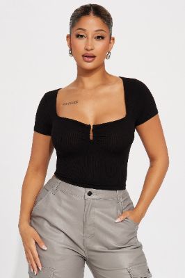Marisol Ribbed Top - Black sold by Fashion Nova