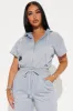 Stella Short Sleeve Jumpsuit - Heather Grey sold by Fashion Nova