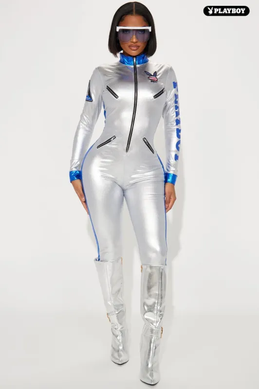 Playboy Space Bunny 1 Piece Costume - Silver/Blue sold by Fashion Nova