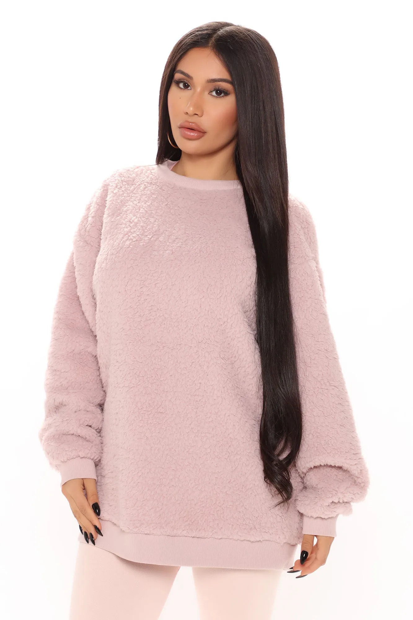Cabin Stay Sherpa Pullover - Blush sold by Fashion Nova