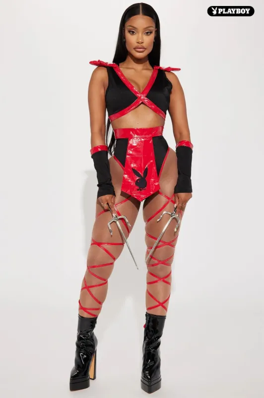 Playboy Bunny Assassin 5 Piece Costume Set - Red/Black sold by Fashion Nova