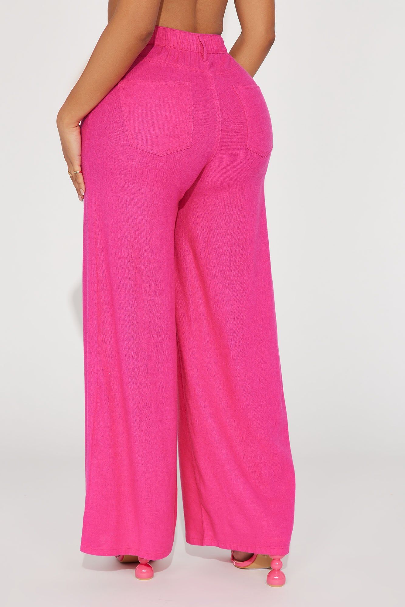 Caroline Wide Leg Linen Pant - Fuchsia sold by Fashion Nova product image thumbnail 3