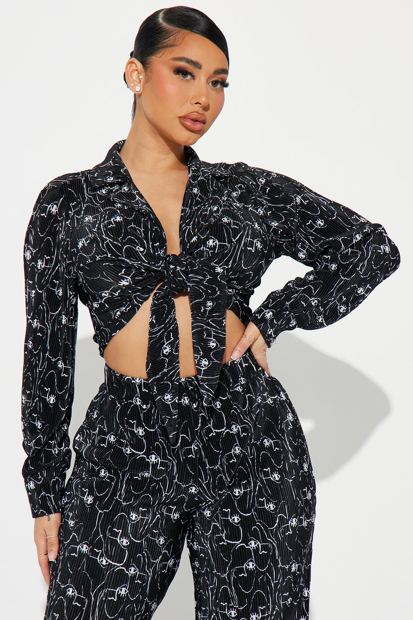 All About Me Plisse Pant Set - Black/combo sold by Fashion Nova product image thumbnail 2