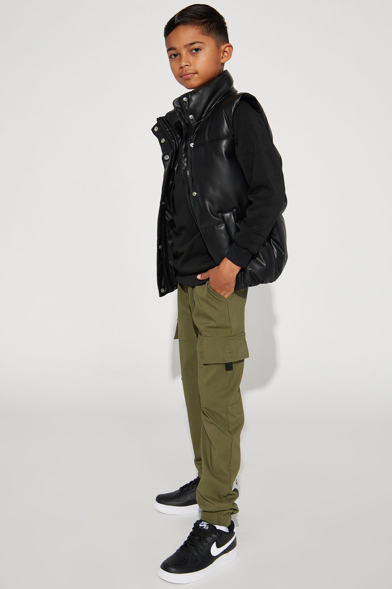 Mini Heavy Weight Stretch Tech Twill Jogger - Olive sold by Fashion Nova product image thumbnail 2