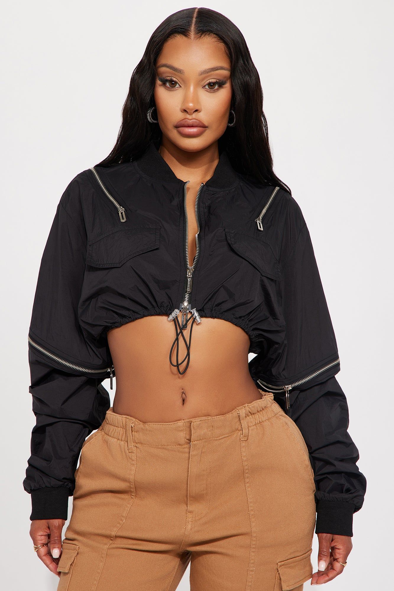 Zip It Cropped Jacket - Black sold by Fashion Nova