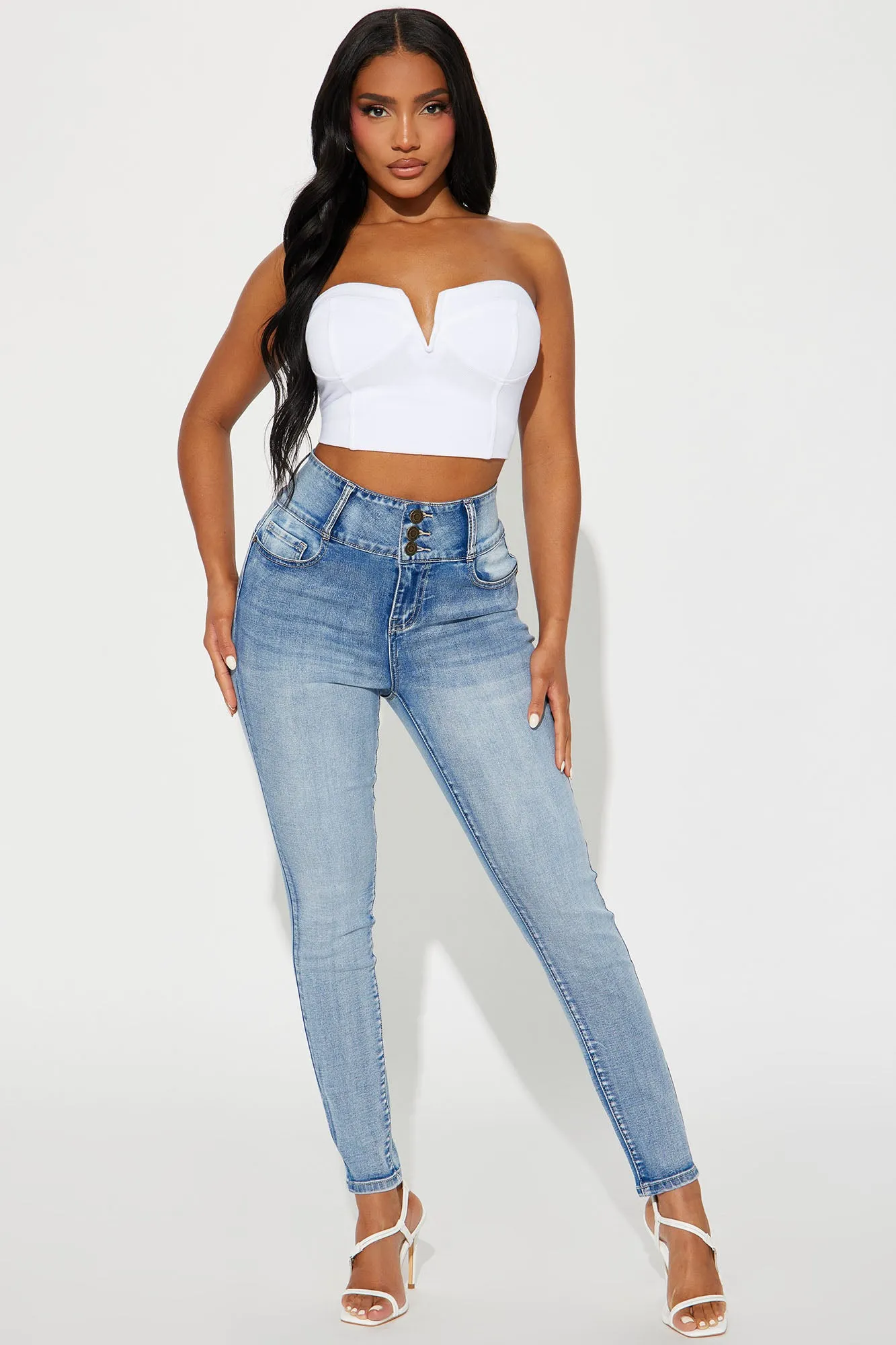 Irreplaceable Stretch Booty Lifting Jeans - Medium Wash sold by Fashion Nova