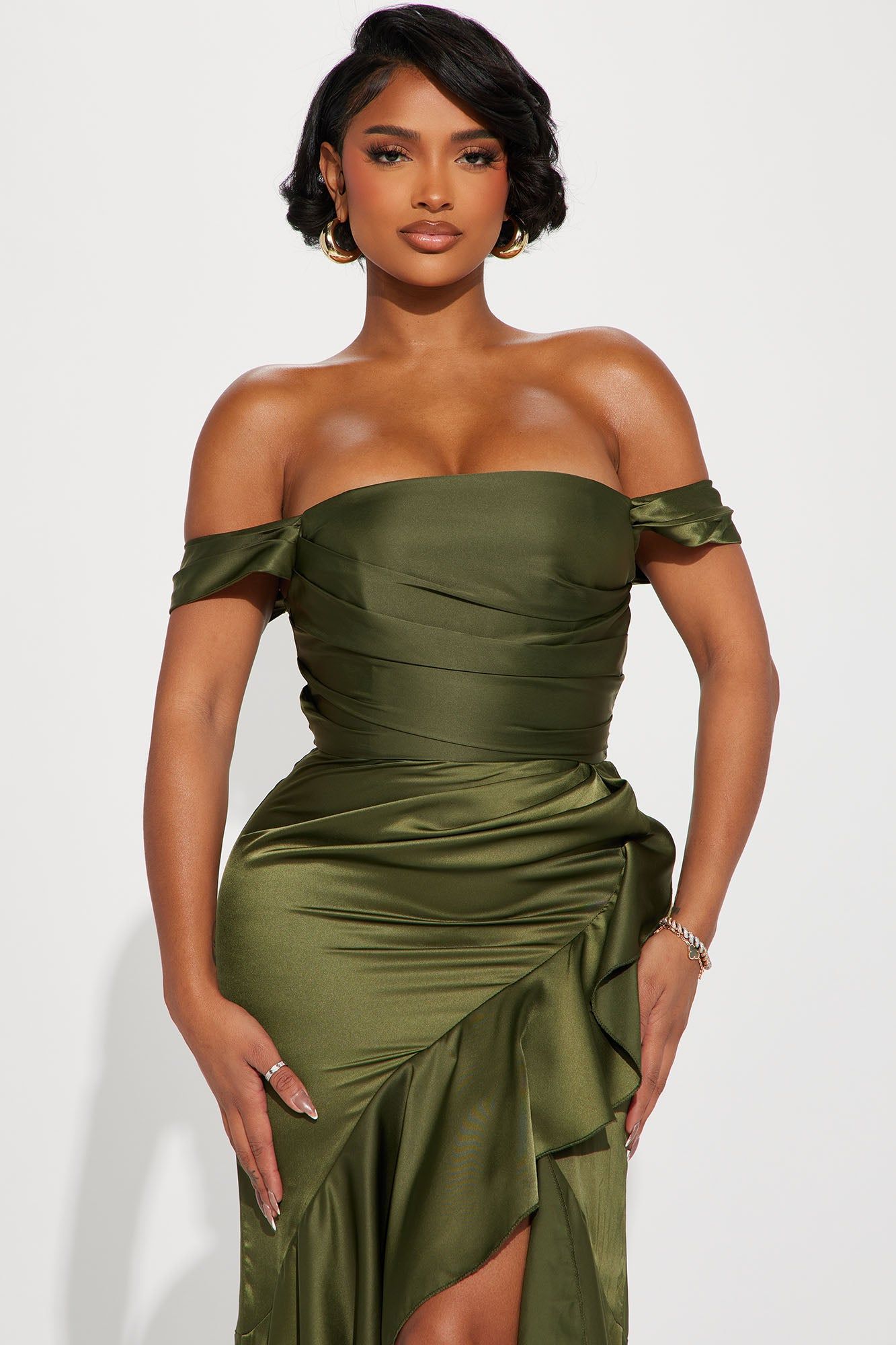 Kyla Satin Gown - Olive sold by Fashion Nova product image thumbnail 2