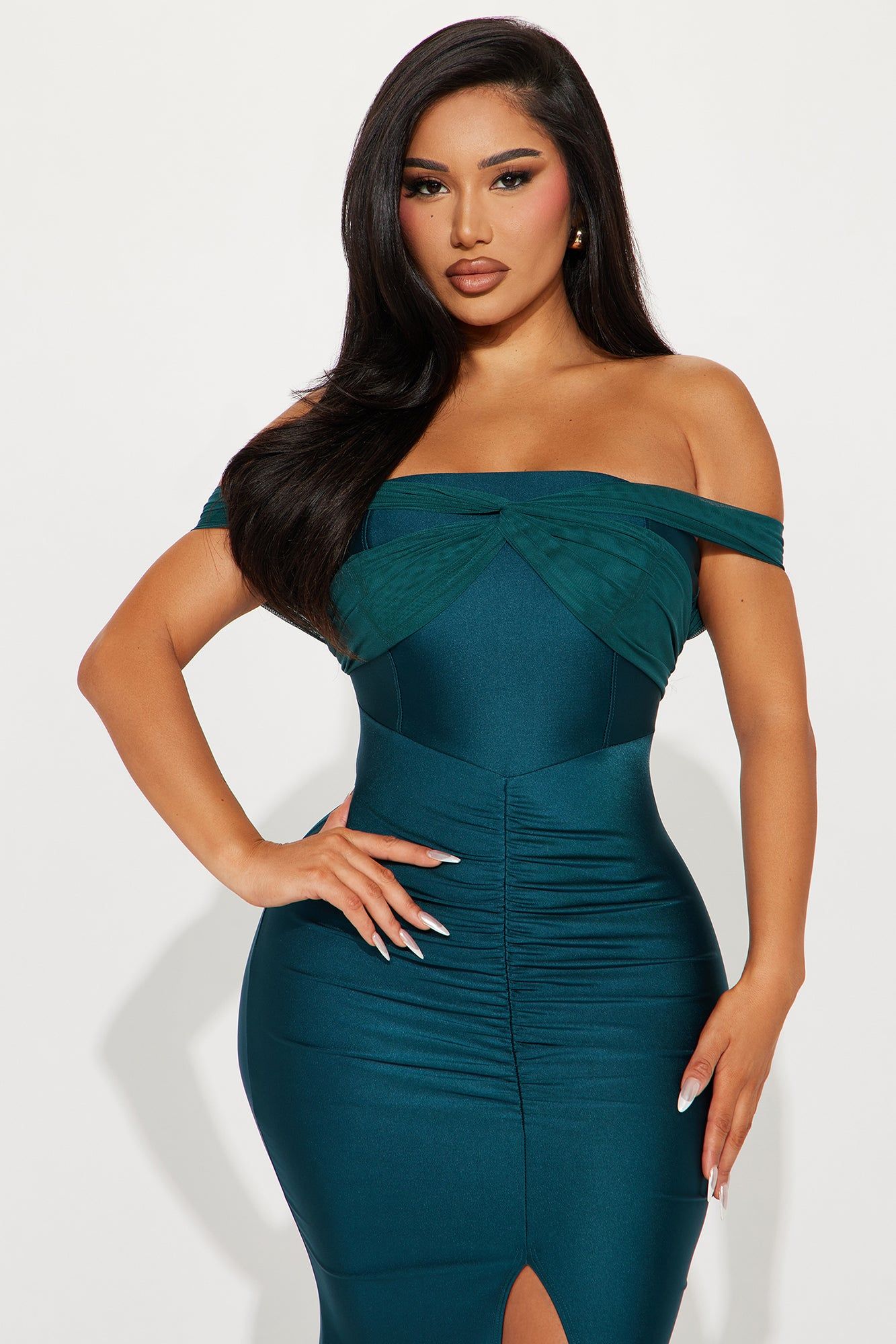 Lea Off Shoulder Gown - Hunter sold by Fashion Nova product image thumbnail 2