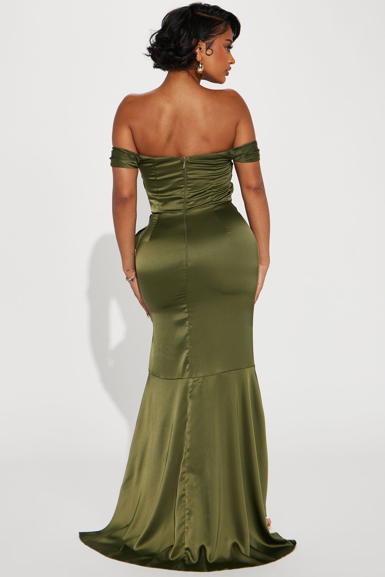 Kyla Satin Gown - Olive sold by Fashion Nova product image thumbnail 3