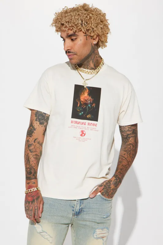 Burning Rose Short Sleeve Tee - Off White sold by Fashion Nova