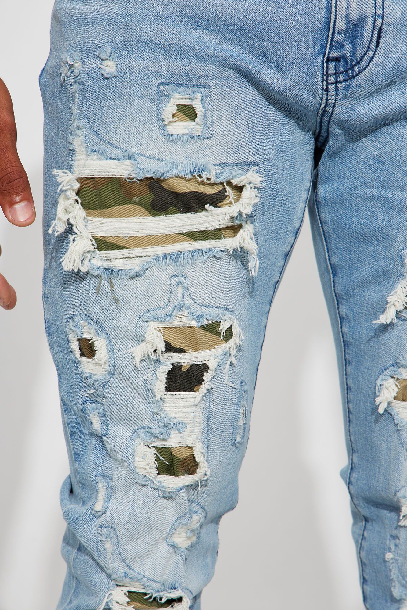 Fuel The Fire Stacked Skinny Jeans - Light Blue Wash sold by Fashion Nova product image thumbnail 3