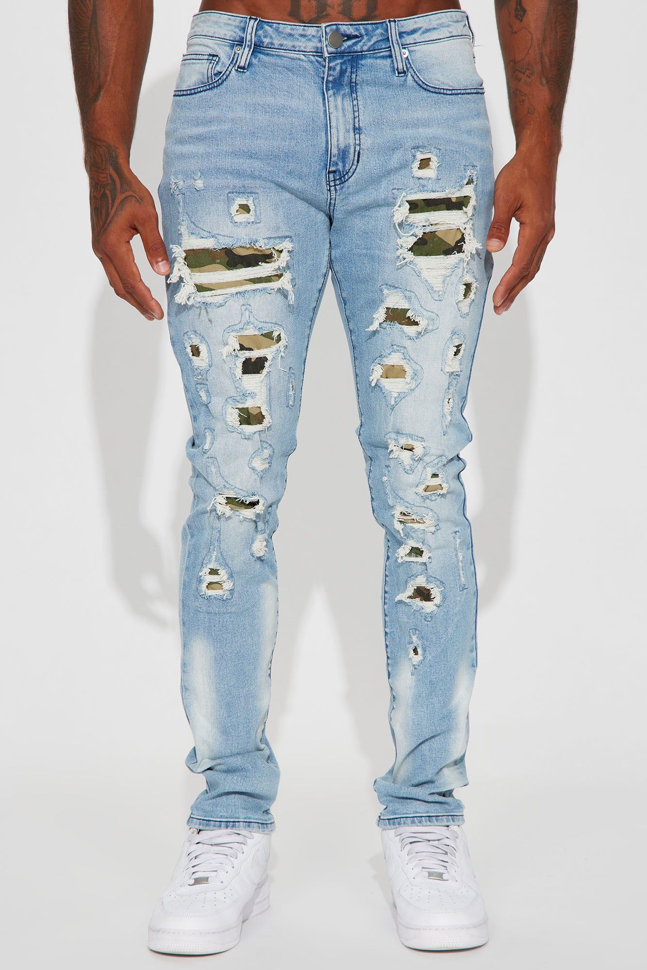 Fuel The Fire Stacked Skinny Jeans - Light Blue Wash sold by Fashion Nova product image thumbnail 4