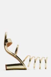 Elsie Block Heeled Sandals - Gold sold by Fashion Nova